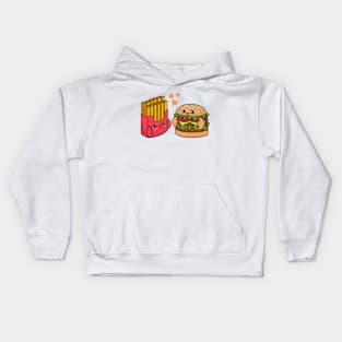 All i need is burger and fries, Kawaii burger and fries cartoon. Kids Hoodie